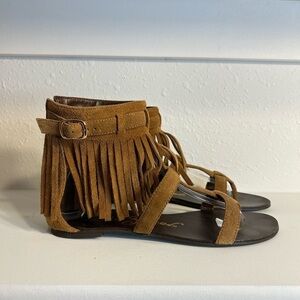 Sergio Zelcer Brown Suede Fringe Sandals